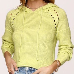 Heartloom Size Small Ellery Open Knit Hoodie Limon Neon Green Lightweight
